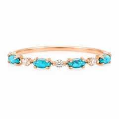 Alianza media eternidad con zafiros azules y diamantes en oro rosa