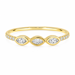 Unique women minimalist 14k yellow gold bezel set 3 marquise cut diamond engagement ring