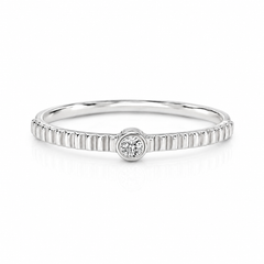 Dainty 14k white gold solitaire diamond promise ring for her