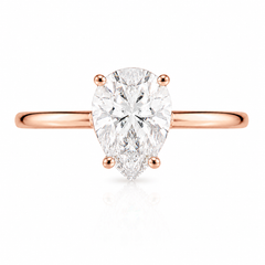 Dainty 14k rose gold women pear cut moissanite solitaire engagement ring