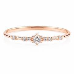 Filigraner minimalistischer 14-Karat-Roségold-Verlobungsring mit Diamant für Damen