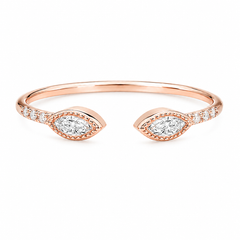 Damen zierlicher & eleganter Ehering aus 14 Karat Roségold mit Marquise-Diamanten