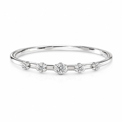 Unique minimalist 14k white gold diamond promise ring for her