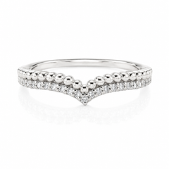 Einzigartiger Chevron-Ehering für Frauen im Vintage Art-Déco-Stil aus 14 Karat Weißgold mit Diamanten
