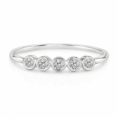 Dainty minimalist 14k white gold 5 stone bezel setting diamond women engagement ring