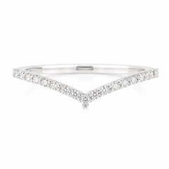Anillo apilable o de boda para mujer, minimalista, curvo, nido, de plata de ley 925 con diamantes