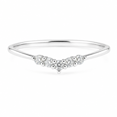 Feiner, minimalistischer 925er Sterlingsilber gebogener Damen-Ehering oder Stapelring mit Zirkonia