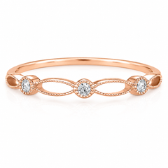 Dainty women 14k rose gold diamond wedding band