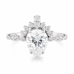Women art deco style 925 sterling silver 1ct pear diamond cz engagement ring