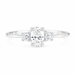 Zierlicher Minimalistischer 925 Sterling Silber 3-Stein Oval Zirkonia Versprechensring für Sie