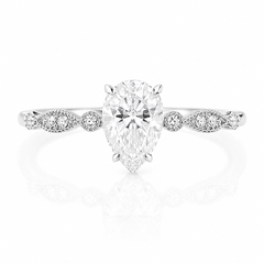 Dainty & elegant 925 sterling silver victorian style pear cut diamond cz women engagement ring
