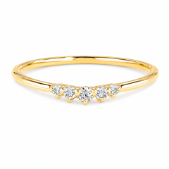 Dainty minimalist women 14k yellow gold curved chevron diamond wedding band