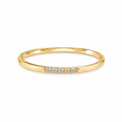 Dainty minimalist 14k yellow gold pave diamond promise ring for her