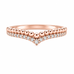 Unique vintage style art deco women 14k rose gold diamond chevron wedding band