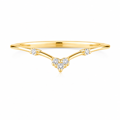 Eleganter & zierlicher 14k Gelbgold Diamant Damen geschwungener Ehering oder Stapelring