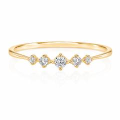 Minimalist dainty women 14k yellow gold diamond engagement ring