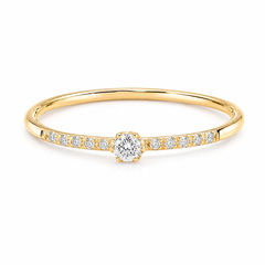 Women dainty minimalist 14k yellow gold diamond engagement ring