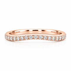 Alianza de boda fina minimalista para mujer, de oro amarillo de 14k con diseño de chevrón curvo y diamantes