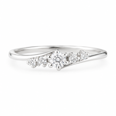 Dainty 14k white gold diamond women engagement ring