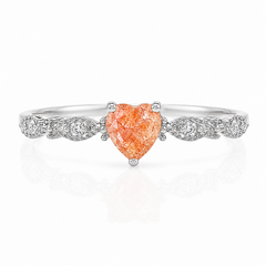Dainty 925 sterling silver heart cut natural sunstone & cz promise ring for her