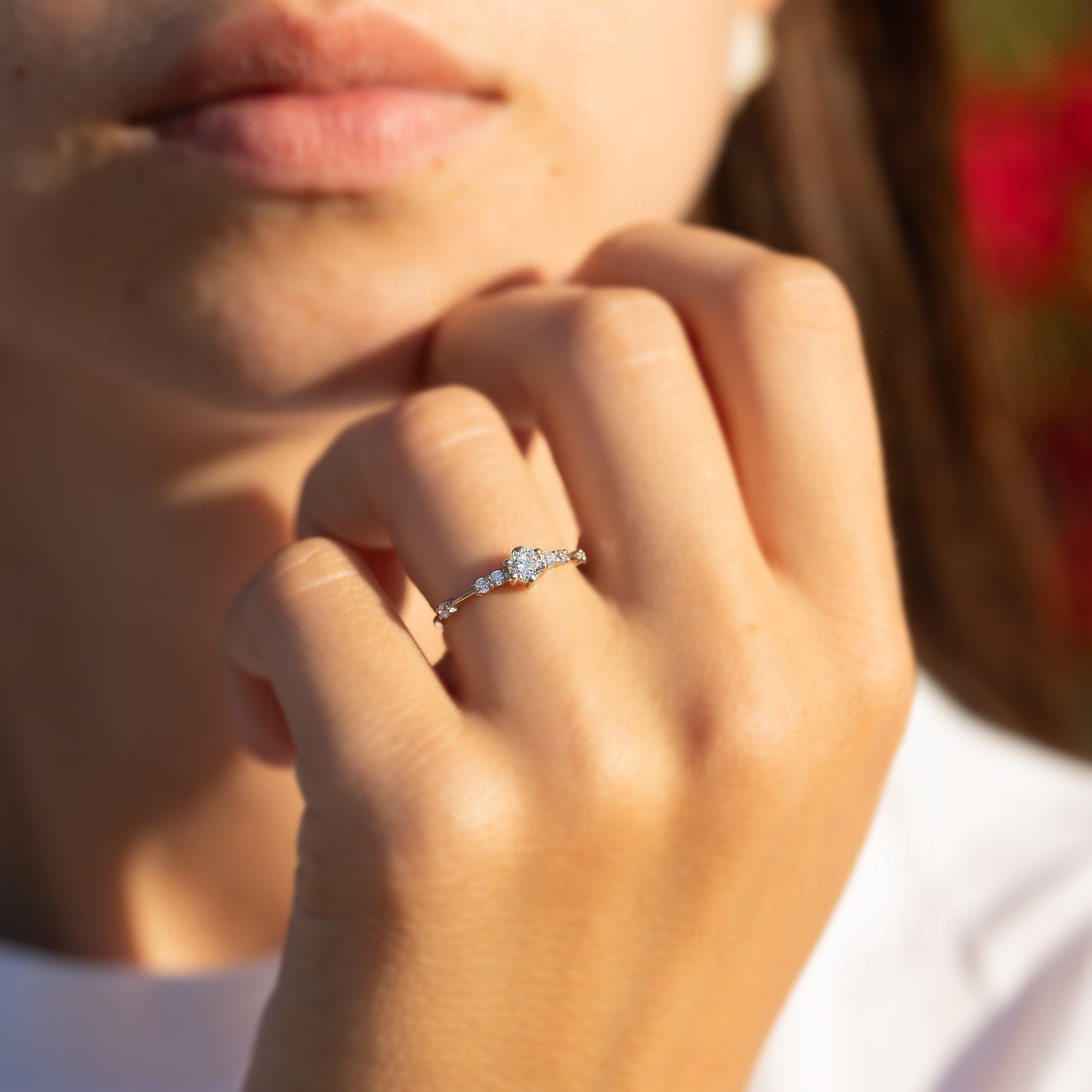thumbnail image 2 of 925 Sterling Silver CZ Wedding Engagement Ring Set – Solitaire With Accents, Sizes 4-13 2 of 3