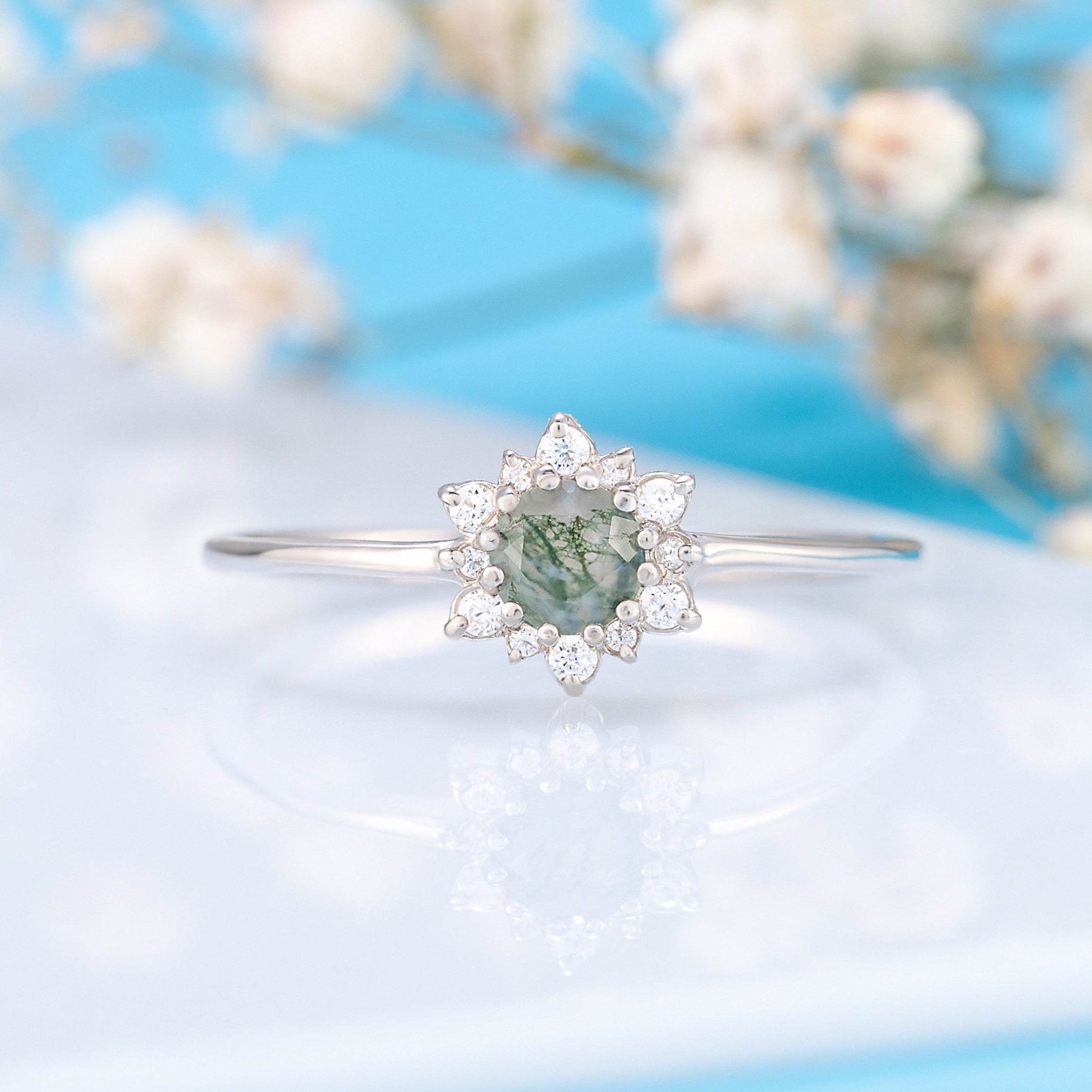 Artisan Handcrafted Prasiolite Flower Ring - .925 Sterling Silver Green Stone 'Sunflowers' Ring - Indonesia Made