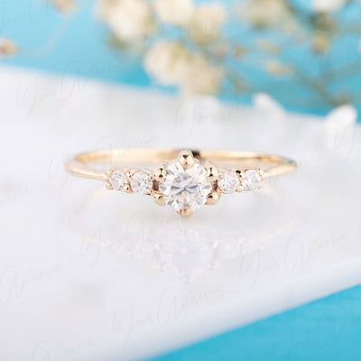Unique Wedding Rings Set, Gold Wedding Rings Set, Dainty Wedding