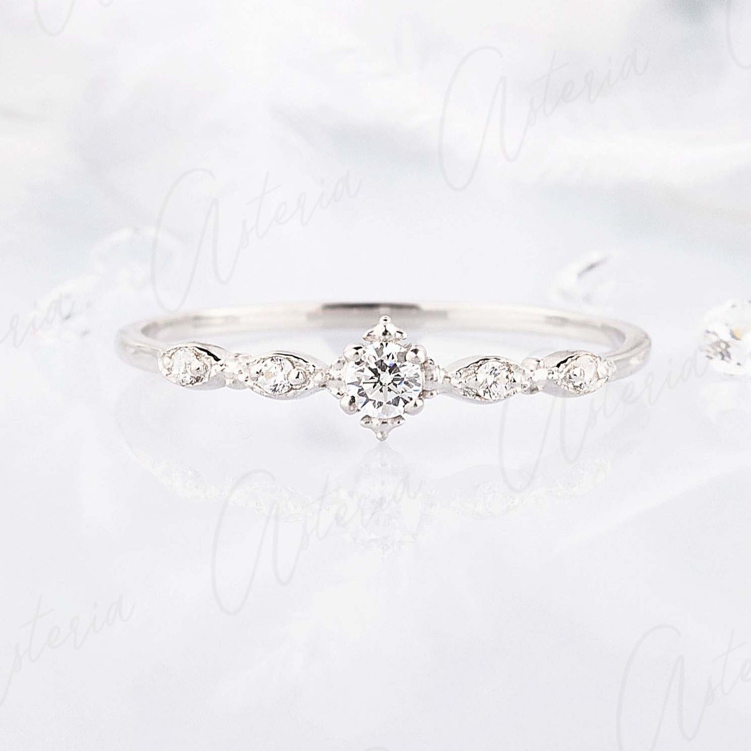 Minimalist tiny dainty 925 sterling silver cz promise ring for