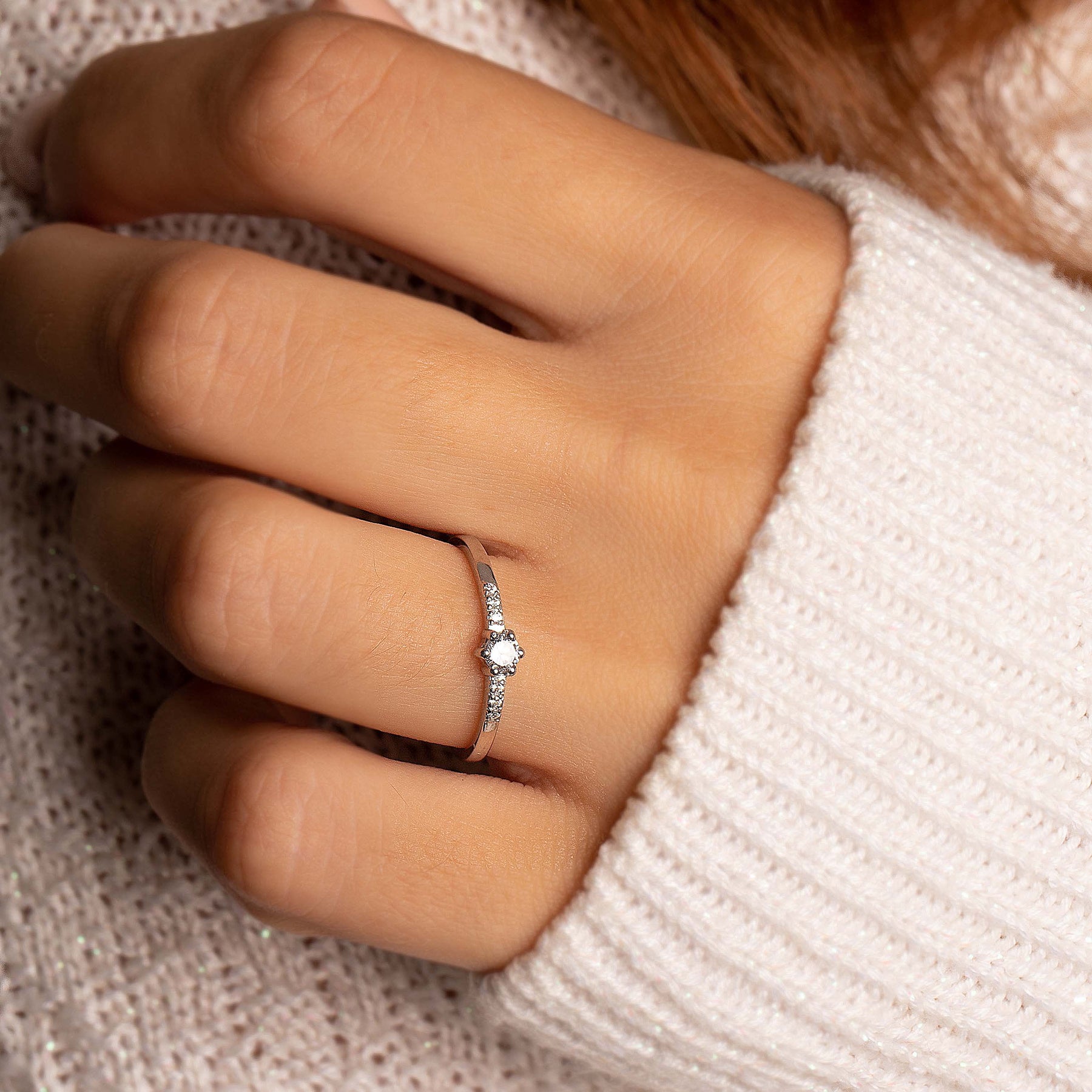 Dainty Womens Promise Ring Small Minimalist Silver Ring 